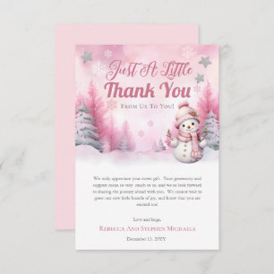 Pink A Little Snowflake   Snow Girl Baby Shower Thank You Card