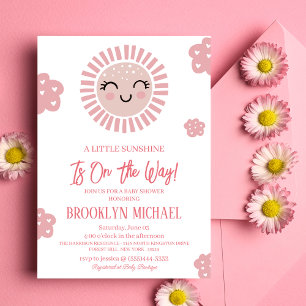 Pink A Little Sunshine is on the way Baby Shower Invitation