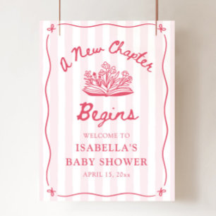 Pink A New Chapter Begins Baby Shower Welcome Sign
