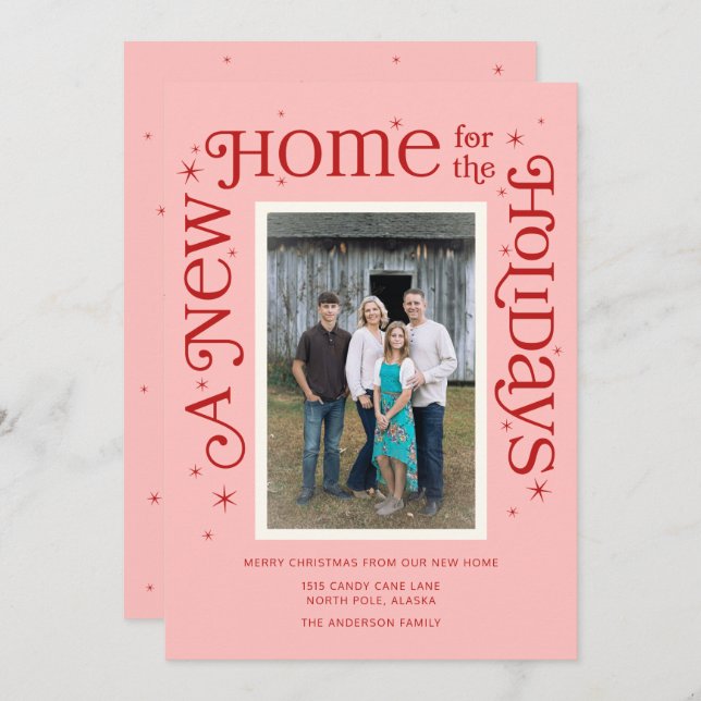Pink A New Home for the Holidays Photo  Holiday Card (Front/Back)
