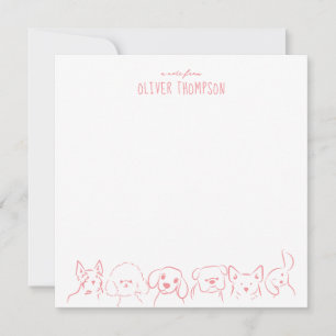 Pink A Note From Cute Dog Animal Sketch Note Card
