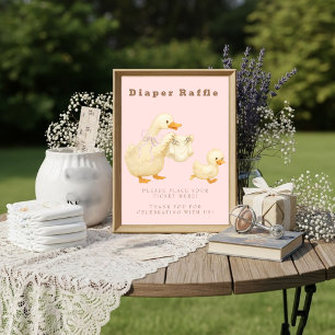 Pink A Silly Goose Diaper Raffle Table Sign Invitation