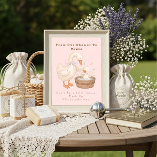 Pink A Silly Goose From Our Shower To Yours Sign Invitation