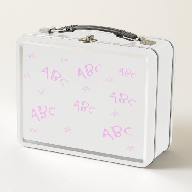 Pink ABCs Metal Lunch Box (Front)