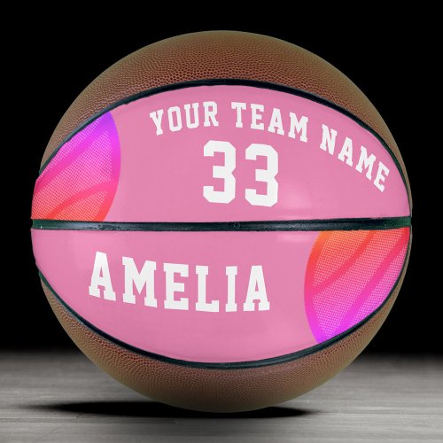 Pink Abstract Basket Balls Player Name Team  Basketball