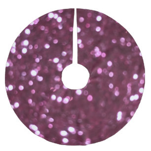 Pink abstract, bokeh defocused lights. brushed polyester tree skirt