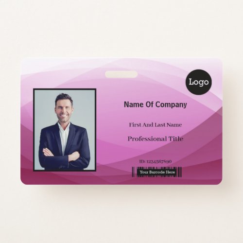 Pink Abstract Business Photo Identification ID Badge