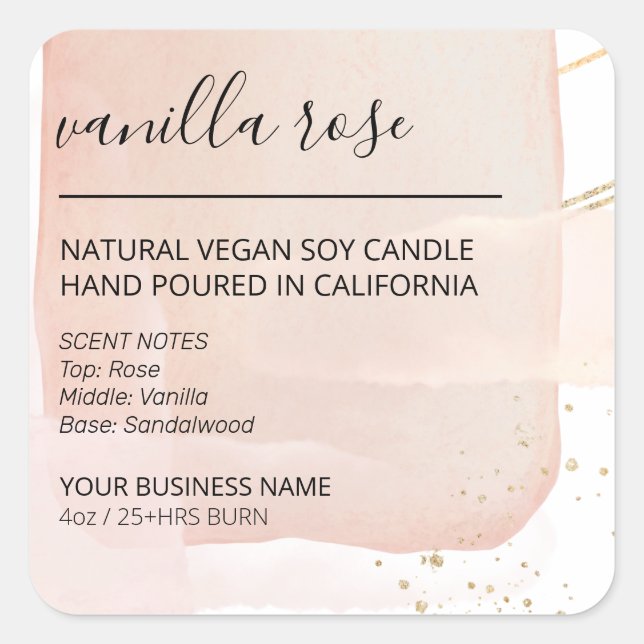 Pink Abstract Candle Product Labels (Front)