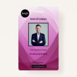 Pink Abstract Employee Photo Identification ID Badge