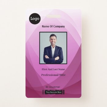 Pink Abstract Employee Photo Identification Id Badge by atteestude at Zazzle