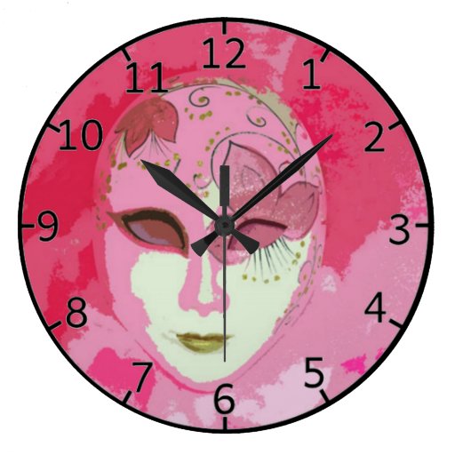 Pink Abstract Face Art Large Clock | Zazzle