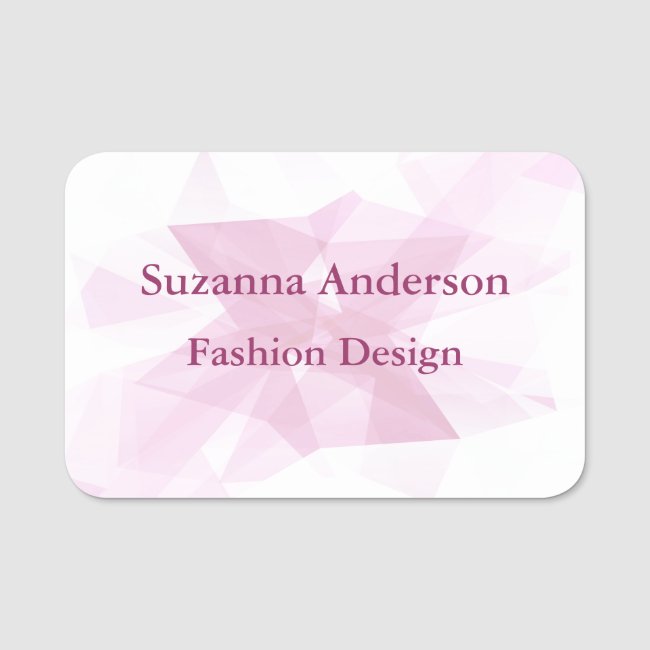 Pink Abstract Fashion Design Name Tag