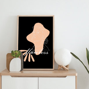 Pink abstract Flawless Woman face lineart drawing Poster