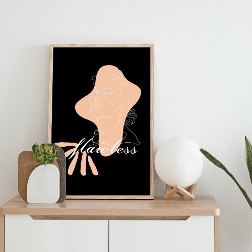 Pink abstract Flawless Woman face lineart drawing Poster