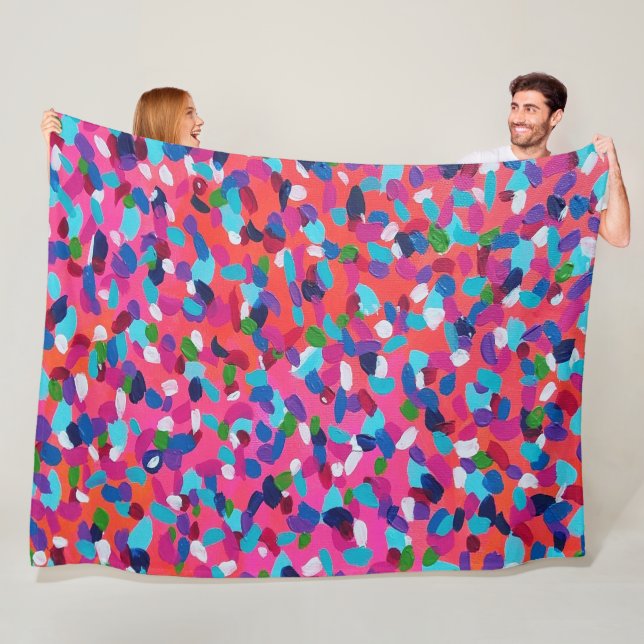 Pink Abstract Fleece Blanket (In Situ)