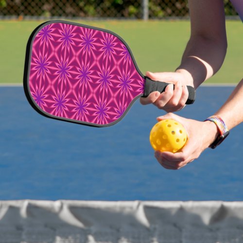 Pink Abstract Floral Pattern Pickleball Paddle