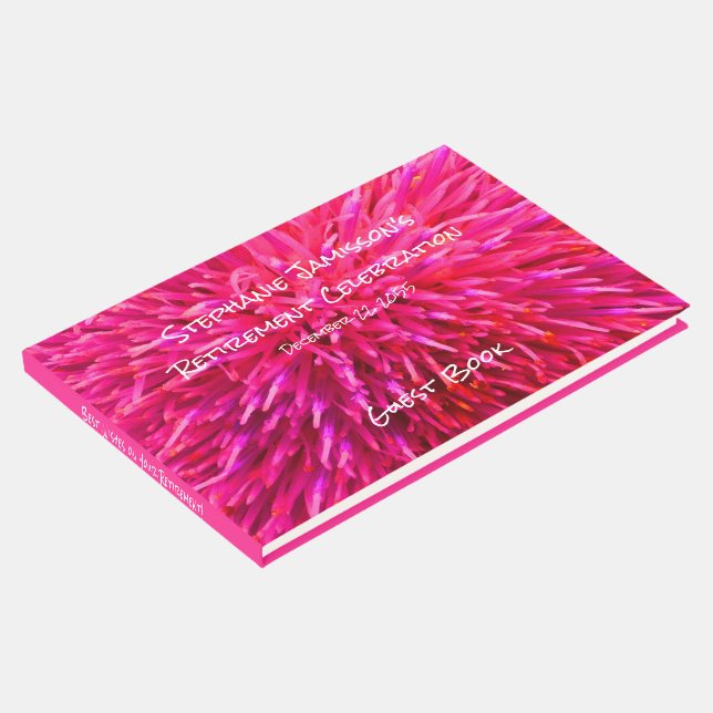 Pink Abstract Floral Retirement Party Memory Guest Book (Corner)