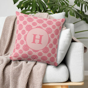 Pink Abstract Flower Pattern  Throw Pillow