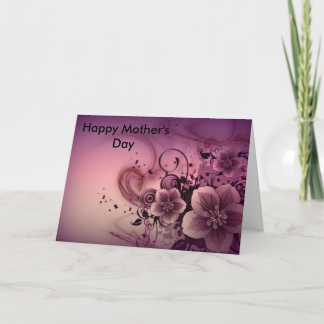 Pink Abstract Flowers Card (Front)