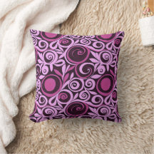 Pink Abstract Flowers Throw Pillow