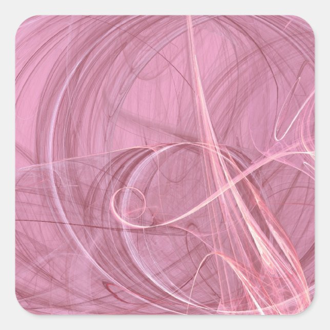 Pink Abstract Fractal Square Sticker (Front)