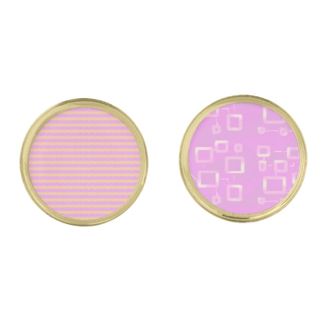 Pink Abstract Geometric  Cufflinks (Front)