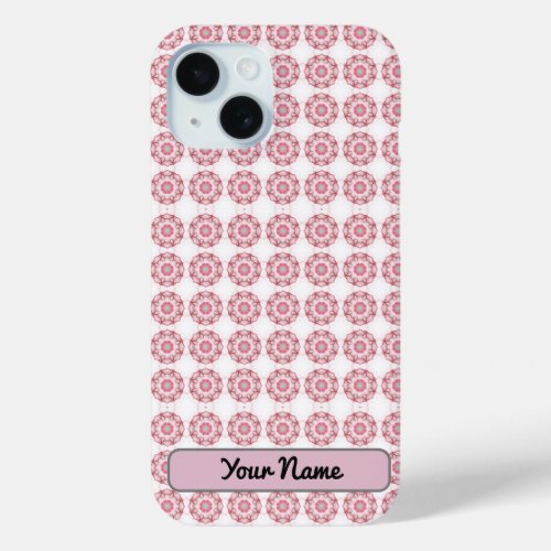 Pink Abstract Geometric Octagonal Circle Pattern  iPhone 15 Case