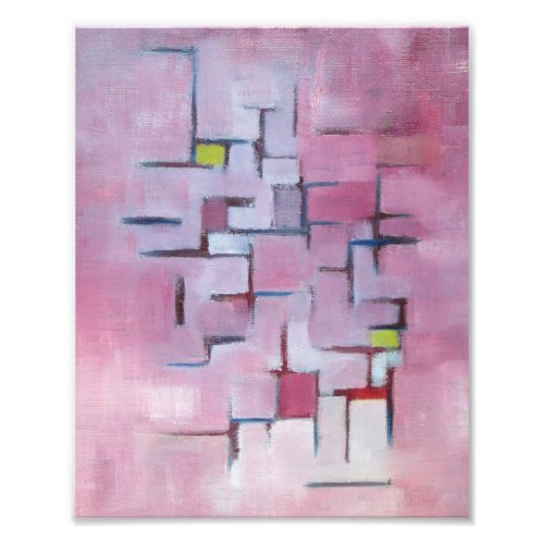 Pink Abstract Geometric Original Art Oil Painting Photo Print