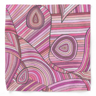 Pink Abstract Geometric Pattern with Curved Lines Bandana