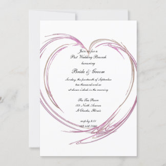Pink Abstract Heart Post Wedding Brunch Invitation