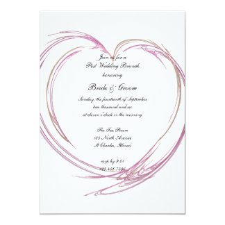 Pink Abstract Heart Post Wedding Brunch Invitation