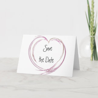 Pink Abstract Heart Save the Date Announcement