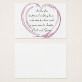 Pink Abstract Heart Wedding Charity Favor Card (Front & Back)