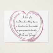 Pink Abstract Heart Wedding Charity Favor Card (Front)