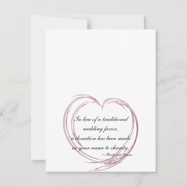 Pink Abstract Heart Wedding Charity Favor Cards (Front)