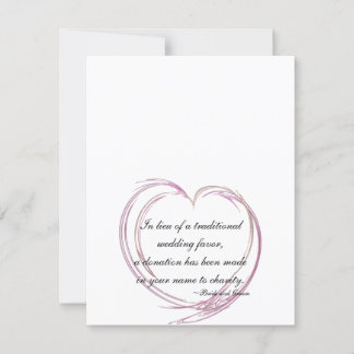Pink Abstract Heart Wedding Charity Favor Cards