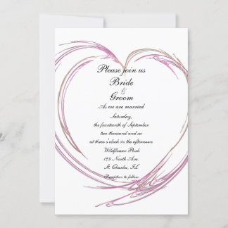 Pink Abstract Heart Wedding Invitation
