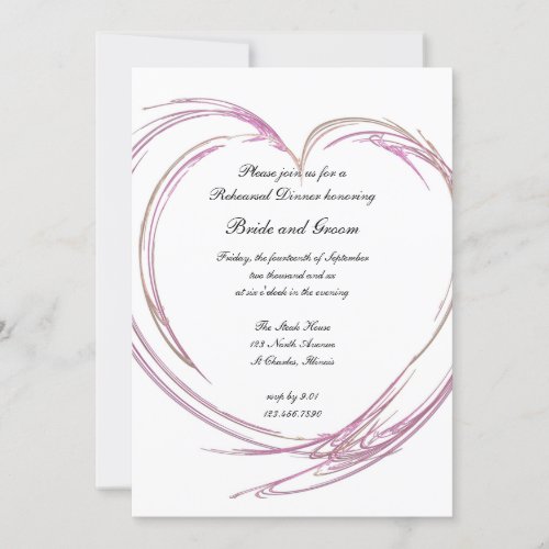 Pink Heart Wedding Rehearsal Dinner Invitation
