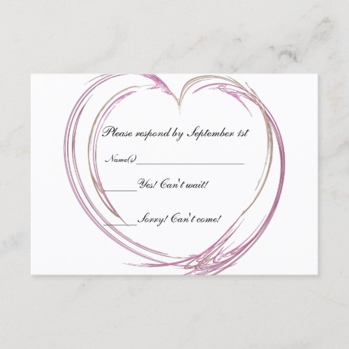 Pink Fractal Heart Wedding Response Card Business Card Template