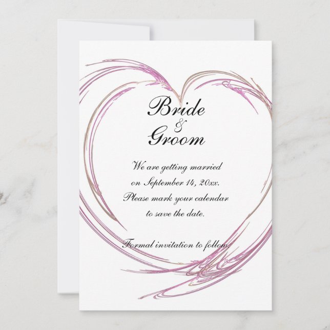 Pink Abstract Heart Wedding Save the Date (Front)