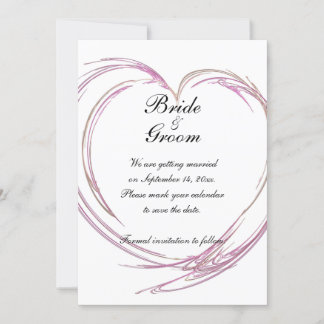 Pink Abstract Heart Wedding Save the Date