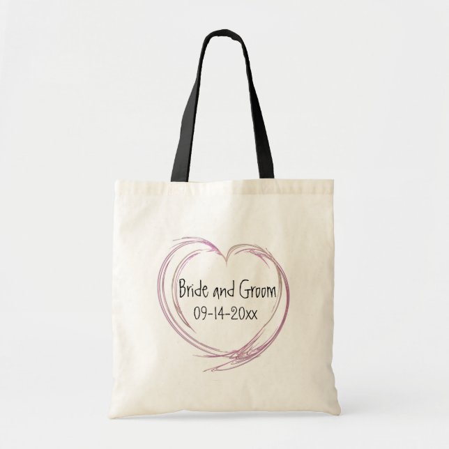 Pink Abstract Heart Wedding Tote Bag (Front)