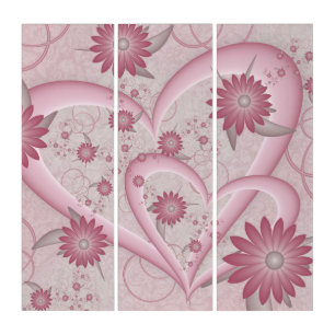 Pink Abstract Hearts & Flowers Love Fractal Art