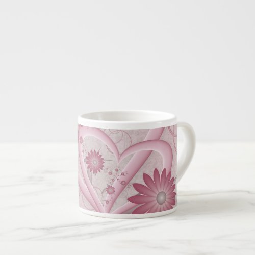 Pink Abstract Hearts  Flowers Love Fractal Art Espresso Cup