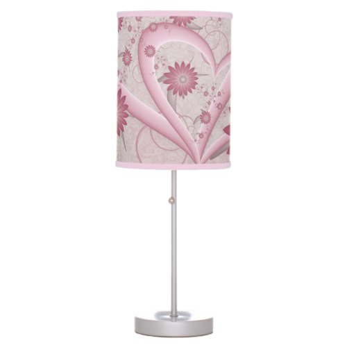 Pink Abstract Hearts  Flowers Love Fractal Art Table Lamp