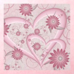 Pink Abstract Hearts &amp; Flowers Love Fractal Art Wall Decal