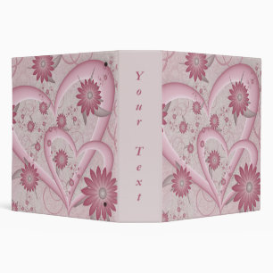 Pink Abstract Hearts & Flowers Love Fractal Custom 3 Ring Binder
