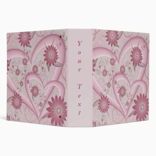 Pink Abstract Hearts  Flowers Love Fractal Custom 3 Ring Binder