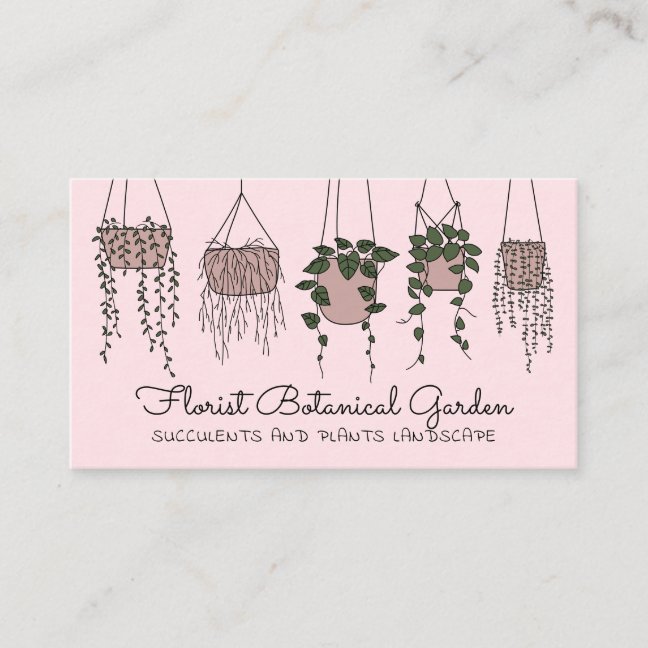 Pink Abstract House Plant Vase Succulents Business Card