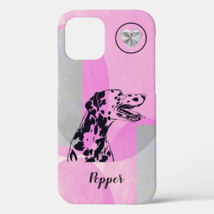 Pink Abstract Inked-Art Dalmatian Dog iPhone Case